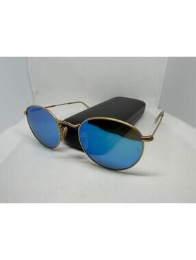 Ray-Ban RB3447 Round Metal Sunglasses Gold Blue Mirror Polarized 112/4L 50mm